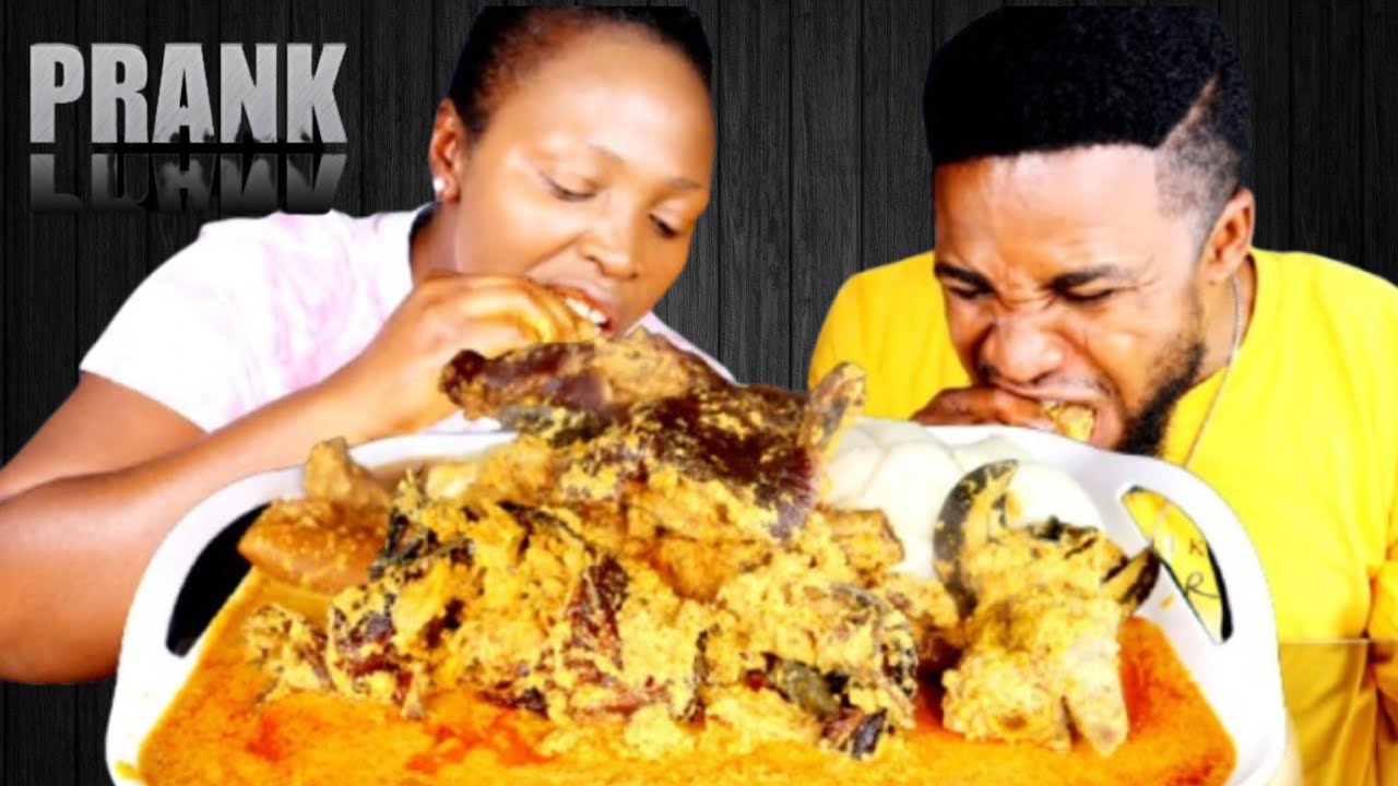 DOG MILK MUKPRANK ON MY HUSBAND EPIC REACTION | FUFU AND EGUSI SOUP | AFRICAN FOOD MUKBANG