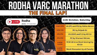 RODHA VARC MARATHON 🔥 | The Final Lap Before CAT 2025 | Complete VARC Revision + Live Mock