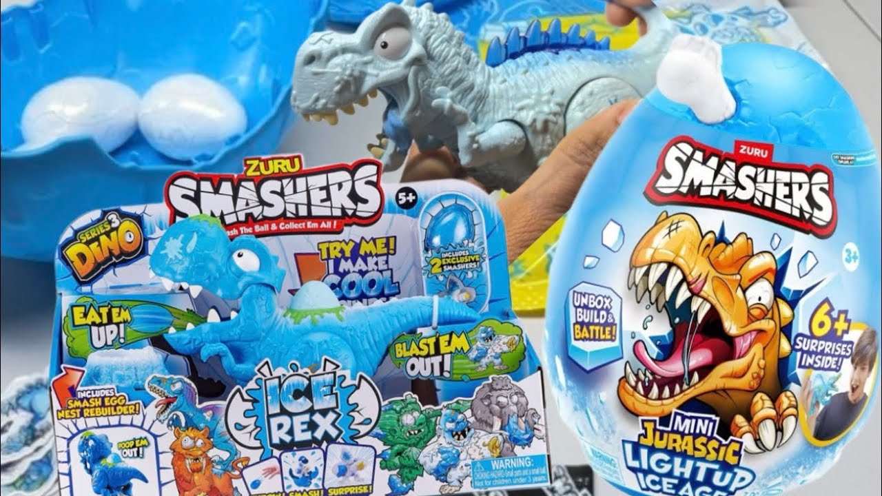 Zuru Smashers Mini Jurassic Light Up Ice Age!Dinosaurs T-Rex, Spinosaurus & Stegosaurus Toy review!