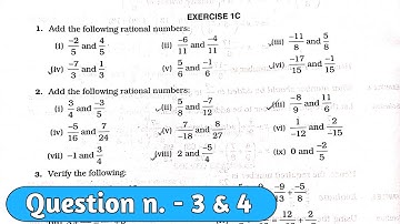 Rs Aggarwal Class 8 | Exercise 1c Question number 3,4 | Chapter 1 Rational Numbers | MdSir