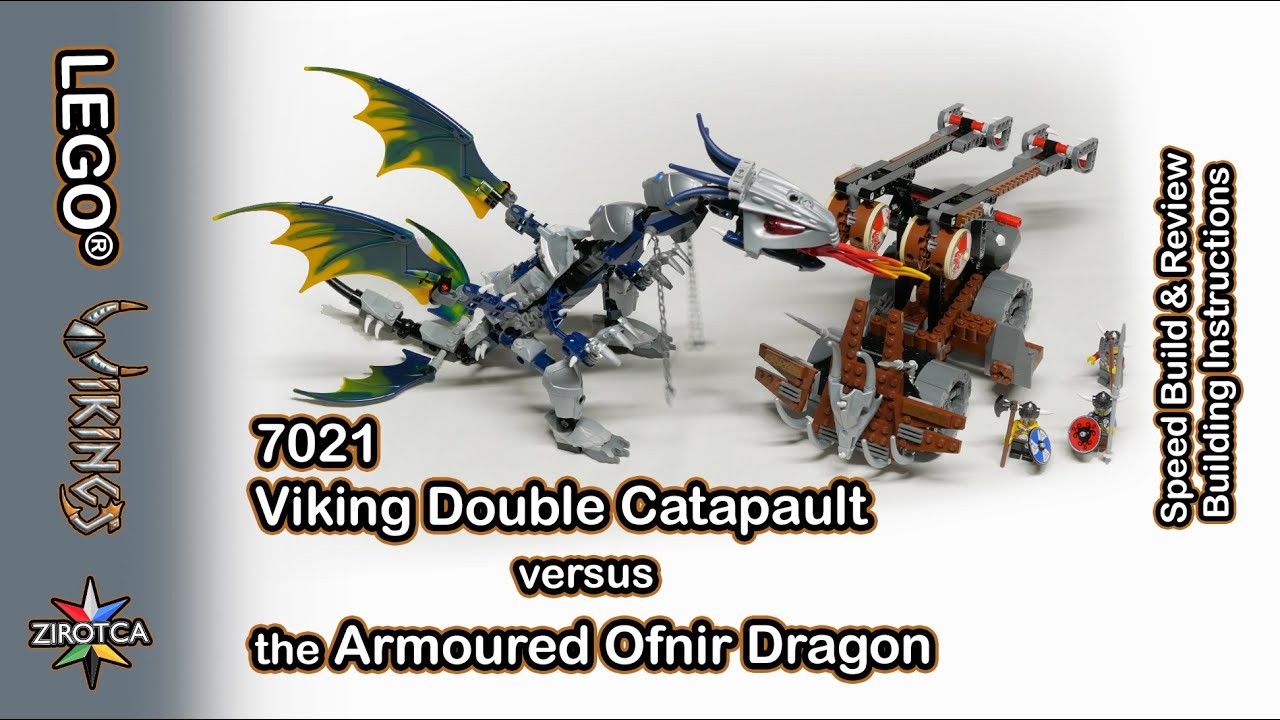 LEGO 7021- Viking Double Catapult vs the Armoured Ofnir Dragon - Review,  Speed Build & Instructions