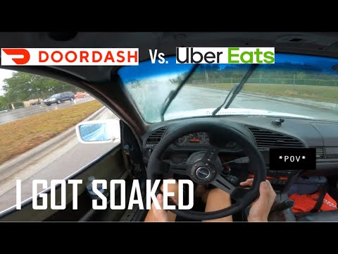 Door Dash And Uber Eats In My DRIFT Car During A STORM POV