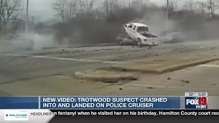 Video shows moments truck crashes, lands on Ohio police cruiser