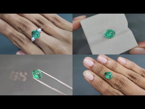 Emerald fancy cabochon cut 3.24 carats, Russia Video  № 1