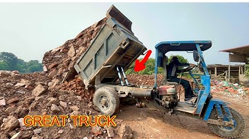 Great video truck | Công nông siêu khoẻ chở 3 khối đất đổ ben xem cực đã | Máy xúc múc đất excavator