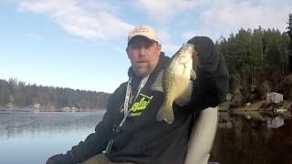 Crappie - Perch - Fishing Ohop Lake 12 25 2016 Breaking Ice