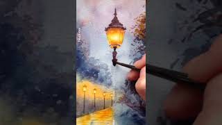 Glowing Street Lamp: Full Watercolor Tutorial Linked!