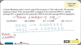 GATE 2019 Digital Electronics Hamming Code #ece #digitalelectronics #gate2019 #hamming