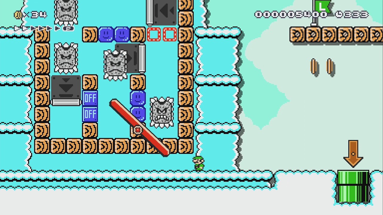 Thwomp Swide Puzzuh! by TBiscuit - Super Mario Maker 2 - No Commentary 1bv