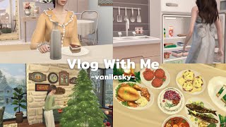 [ Sims 4 Vlog ] ˚⁺◦ꔛ⭐ cafe, make dinner, Christmas with family etc.