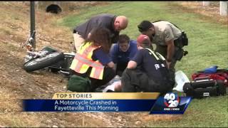 Motorcycle driver crashes after swerving to avoid deer