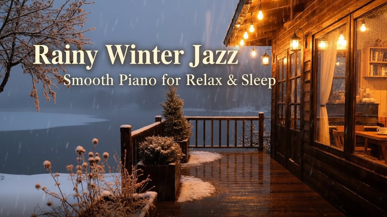 Cozy Winter Cabin Jazz | Rain, Snow & Soft Piano for Sleep & Focus ...