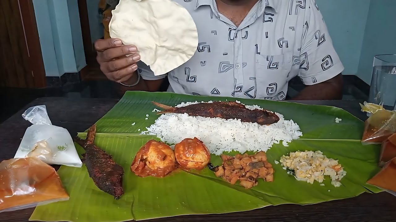 Full nonveg meals eating, fish fry, egg masala|nonveg feast|meals eating tamil|