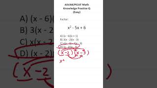 ASVAB/PiCAT Math Knowledge Practice Test Question: Factoring #acetheasvab with #grammarhero #afqt