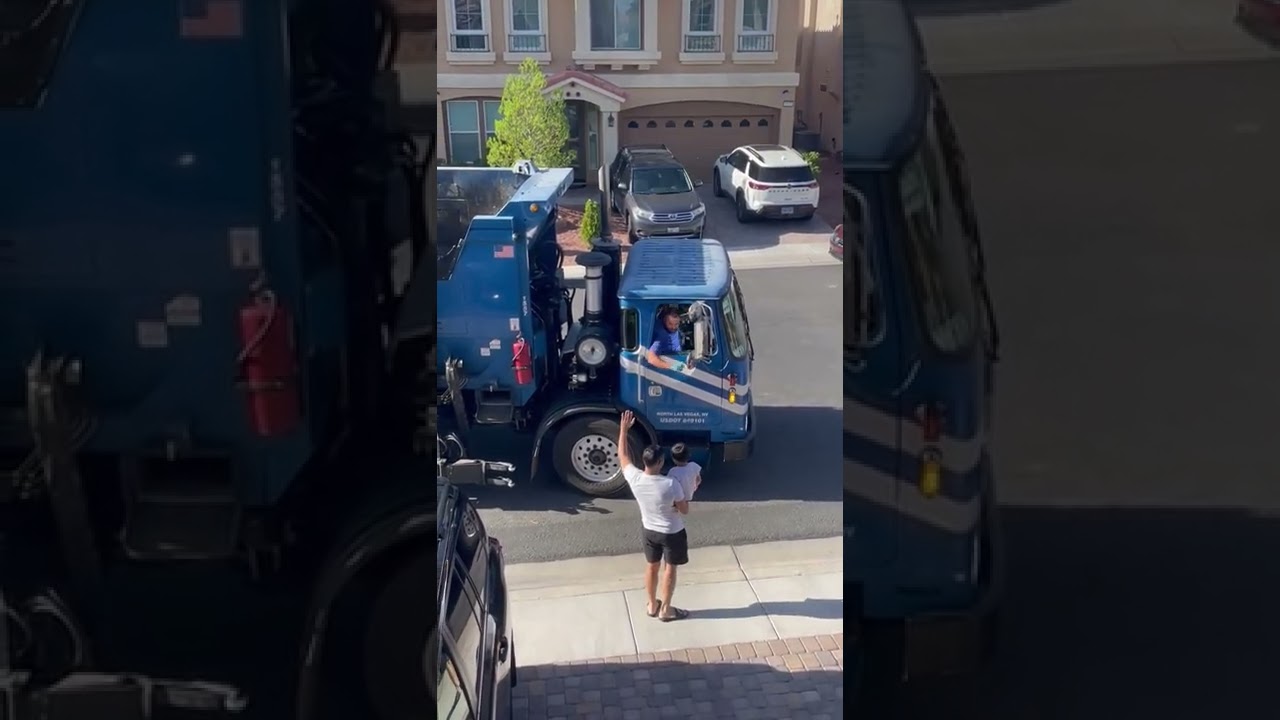 Young boy recycles kindness with gifts for recycle truck driver | Humankind #Shorts