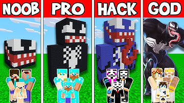 Minecraft: VENOM STATUE BASE HOUSE BUILD CHALLENGE - NOOB vs PRO vs HACKER vs GOD Animation