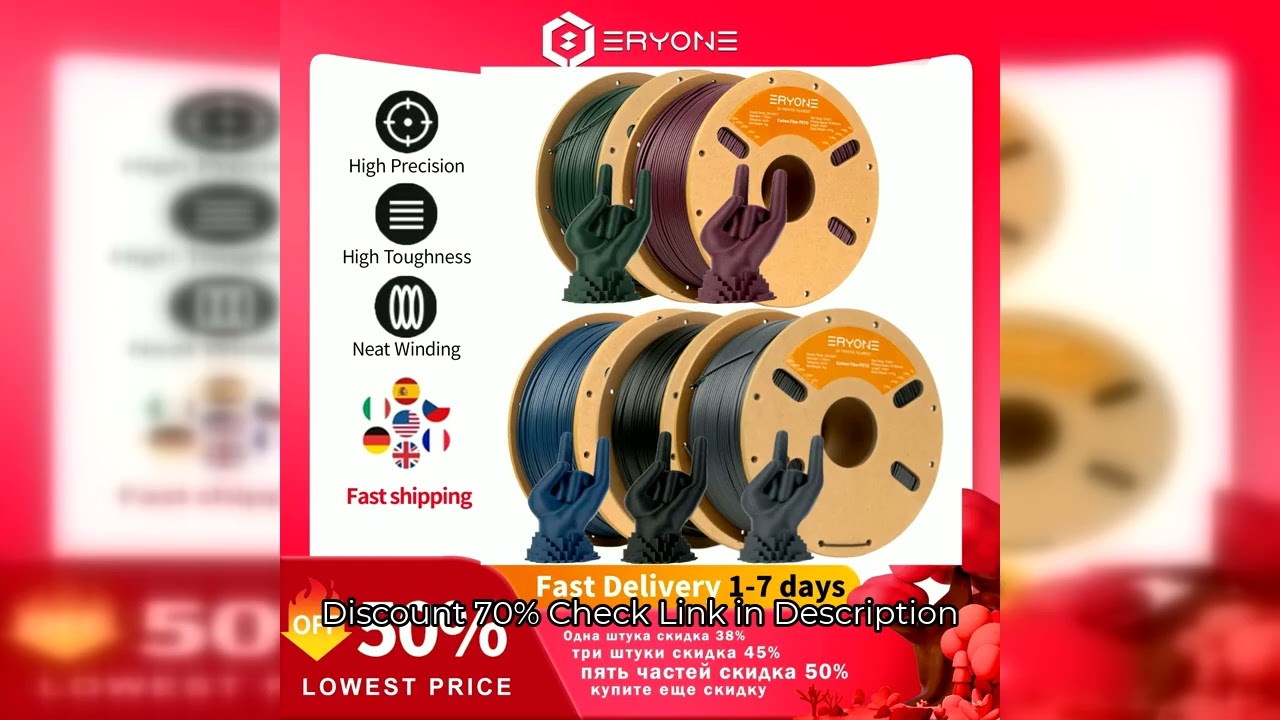 ERYONE Big Sale 1/3/5/10KG PETG Carbon Fiber Premium Filament 3D Print,Multicolor Available,petg-cf