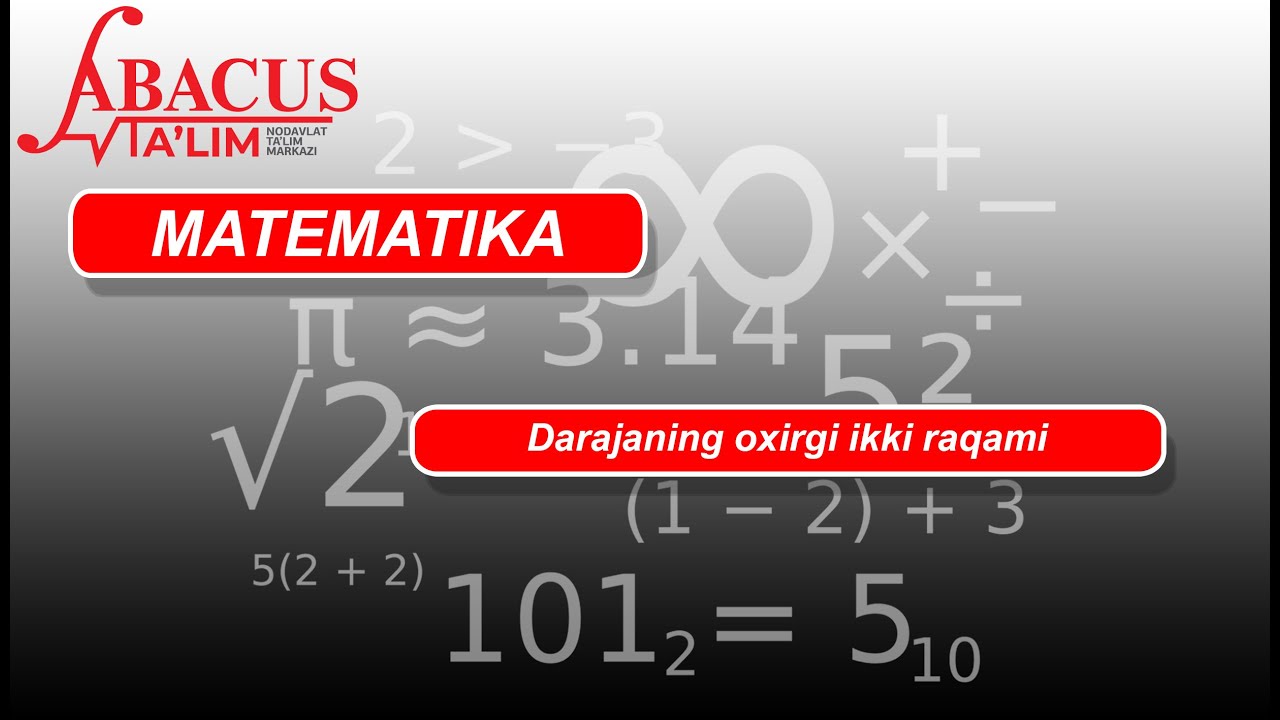 Darajaning oxirgi ikki raqami