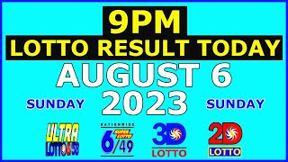 9pm Lotto Result Today August 6 2023 (Sunday)