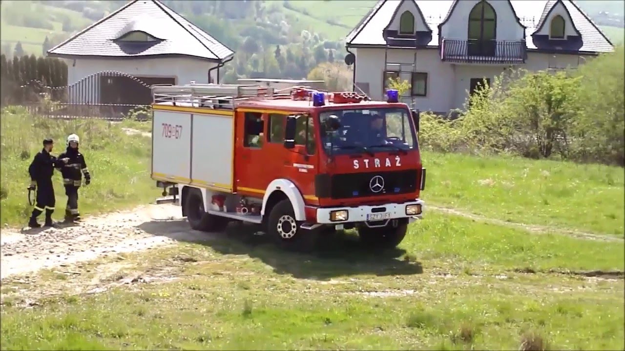 Dojazd alarmowy jednostek OSP na ćwiczenia gminne w Trzebini | 30.04.2016 - YouTube