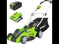 Amazon com Greenworks 40V 16 Push Cordless Lawn Mower 4 0Ah Battery 1 3 Acre Push Button Start Compa