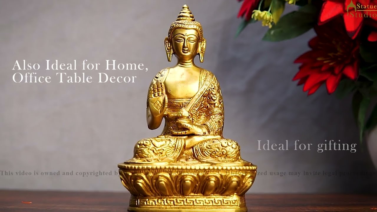 Small Blessing Brass Buddha Statue  - StatueStudio
