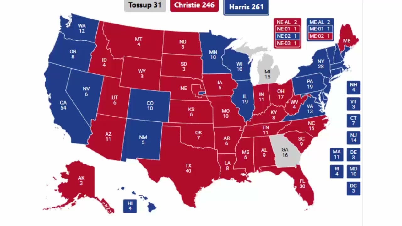 Alternate History 2024 Election Prediction - Chris Christie vs Kamala Harris