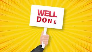 Well done cartoon poster with hand holding placard for banner design. Motion graphics