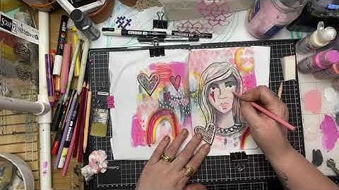 Scrap FX DT Project- A mixed media art journal page Heart girl