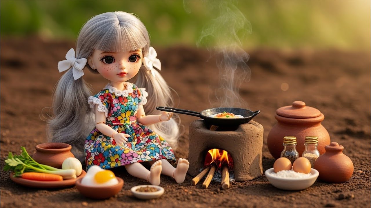 Doll Cooking in the Rain 🌧️ | Miniature Village Life | Heartwarming 3D Animation