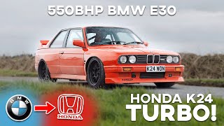 The CRAZIEST BMW E30 EVER *Honda K24 Engine Swap w/ MASSIVE Turbo!*