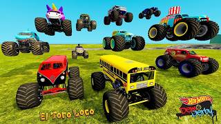 School Bus Monster Truck & Big Grave Digger Epic Battle, Racing Jumps and Crashes screenshot 1