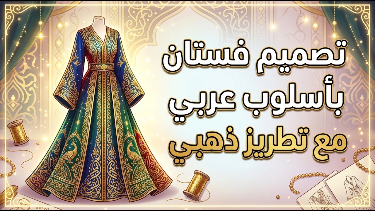 Crafting an Arabic Style Dress with Gold Embroidery Details