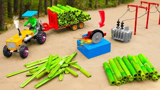 diy mini tractor making green wood cutting machine science project | Trolley Loading @sunfarming7533