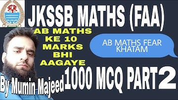PART 2 || 1000 MCQ || JKSSB(maths) FINANCE ACCOUNTS ASSISTANT