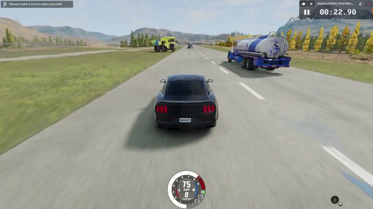 Shelby overtaking Truck at high speed