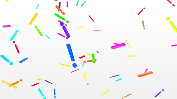 3D Exclamation Points Falling in Slow Motion Rainbow Colors White Backdrop 4K Motion Edit Background