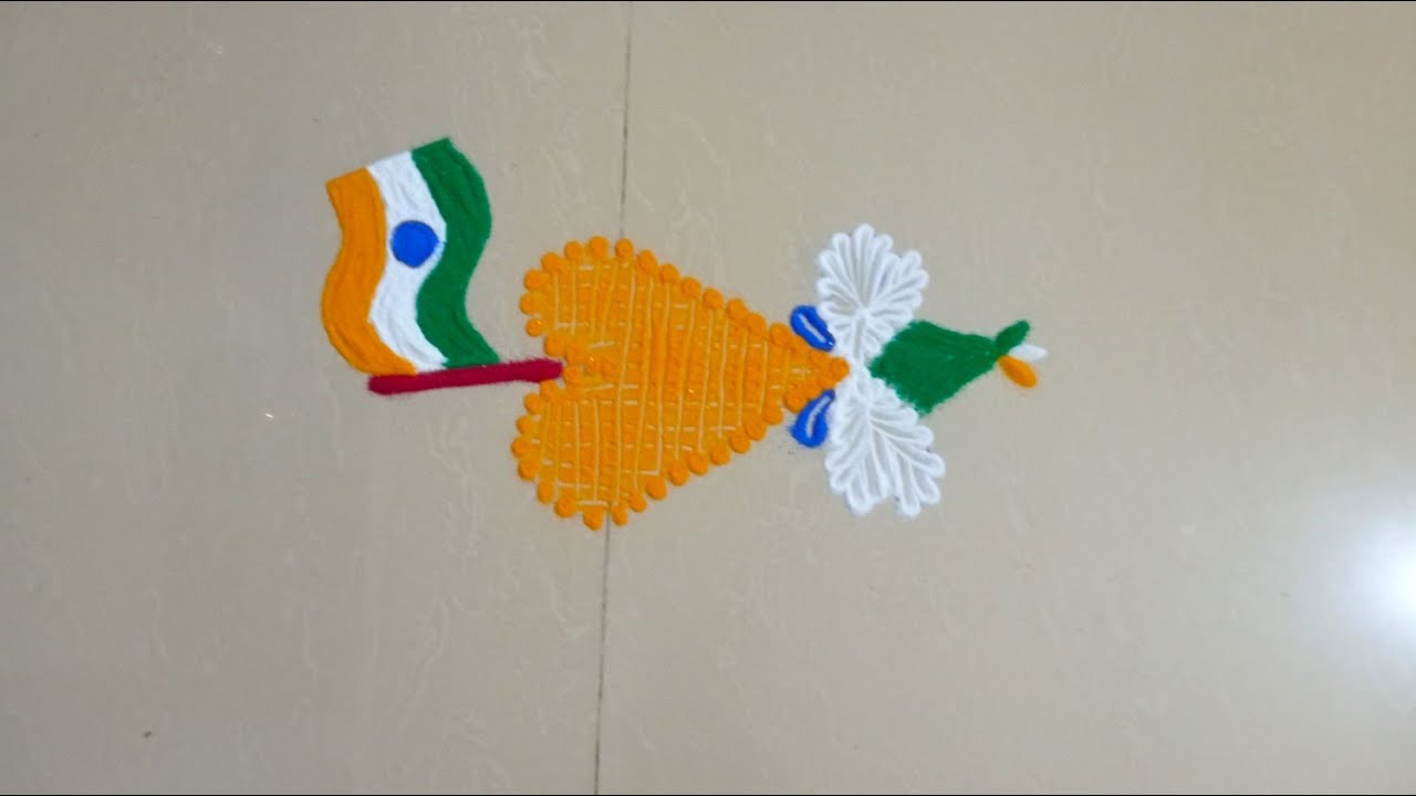 Independence day flag rangoli/15 August special rangoli design ...