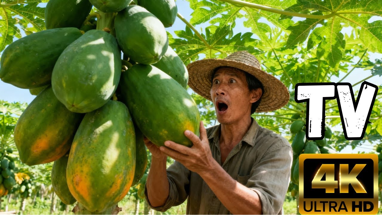 Unbelievable Giant Papayas Growing on the Farm | 4K