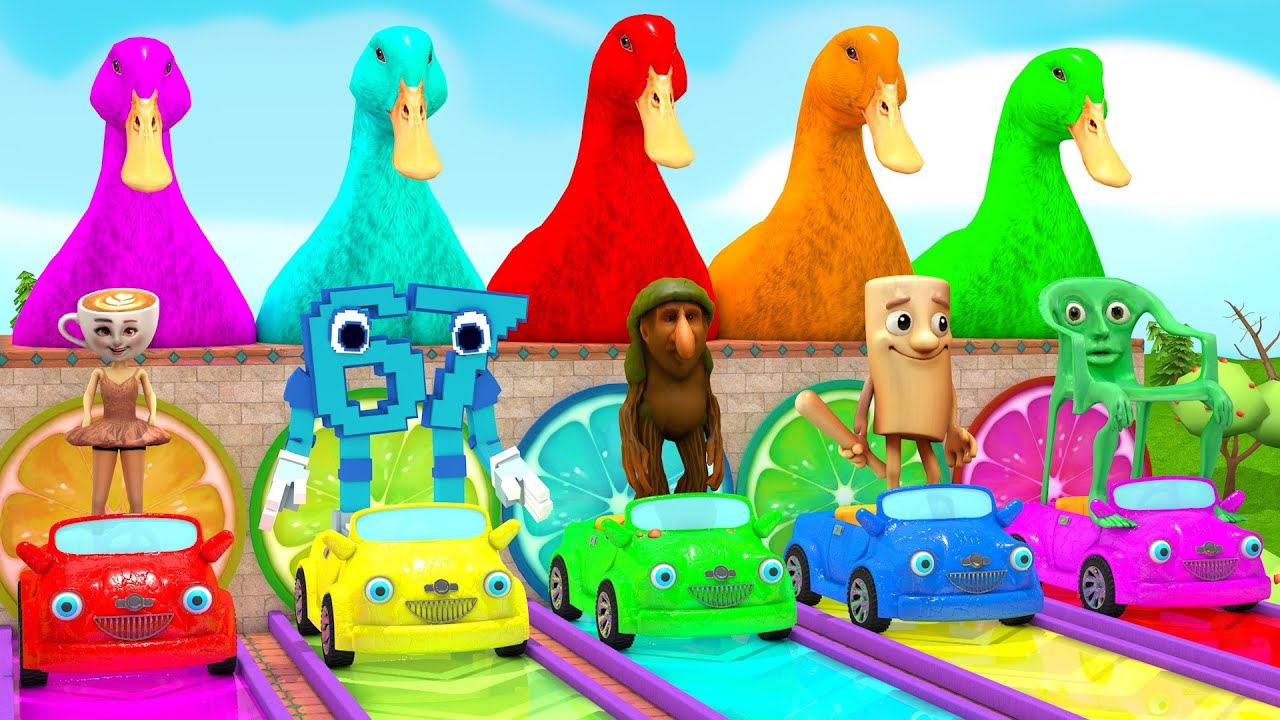 Long Slide Game with Cow Elephant Gorilla Hippopotamus Tiger 3d Animal Game Funny 3d Animals