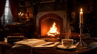 Deep Work by the Fire | 4 Hours of Cozy Library Ambience & Lofi Focus Music