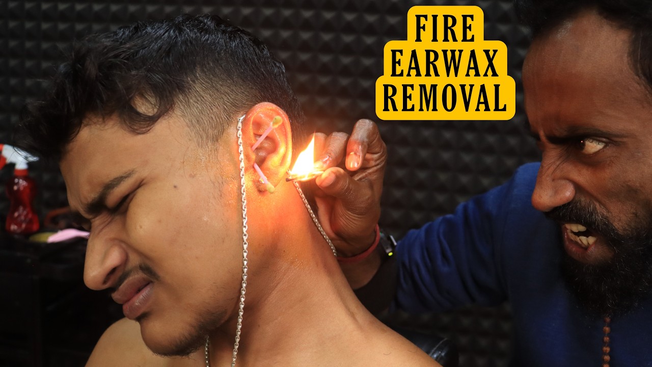 Fire Ear Cleaning & Earwax Removal by Master Tapas | Head Massage & Neck Cracking | Soothing ASMR