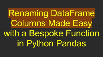Renaming DataFrame Columns Made Easy with a Bespoke Function in Python Pandas