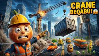 🏗️🧅 Onion and the Construction Crane Chaos | Crazy City Rescue Adventure | Zone Veggie