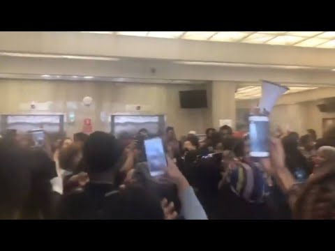 Howard University students sing &rsquo;B***h better have my money&rsquo; during protest at administration office