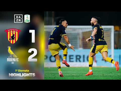 Video Il MODENA vince in rimonta con SANTORO e CASO: Benevento-Modena 1-2 | Serie BKT | DAZN Highlights