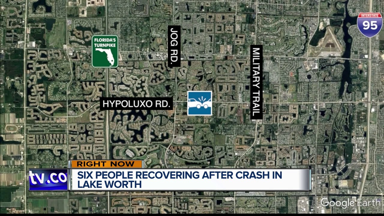 6 people injured in 5-vehicle crash in suburban Lake Worth