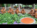 Malabar spinach &amp; Lentil Gravy Recipe - Pui Shak with Moshur Daal Cooking - Delicious Village Food