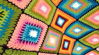 Crochet Square Baby bed Cover blanket 3Dحصرى احدث مربعات الشتاء لعمل مفرش سرير بطانية بيبى بالكروشيه