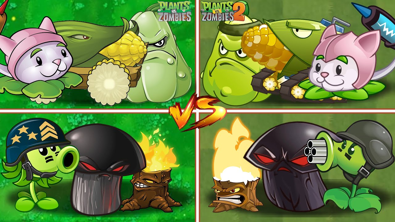 Pvz vs pvz 2 - Doom Shrooms, Gatling Pea Plant Team Vs Zombie Team ...